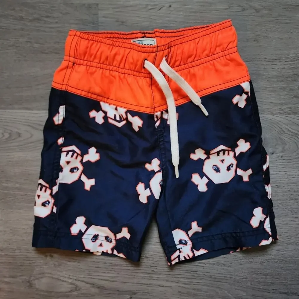 The Children's Place Boy's Swimwear Skull & Cross Bones Swim Trunks X-Small XS 4